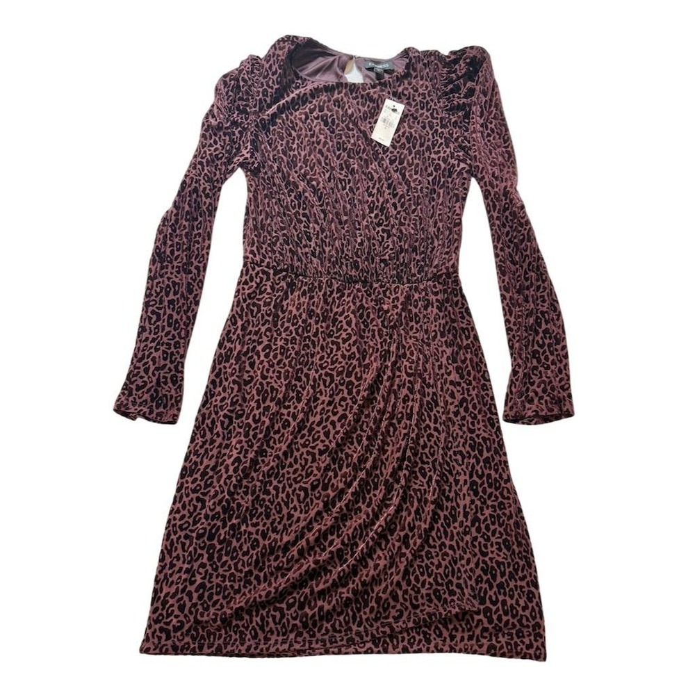 Express Velvet Leopard Puff Sleeve Dress Pink Short Party S animal print Y2K NWT